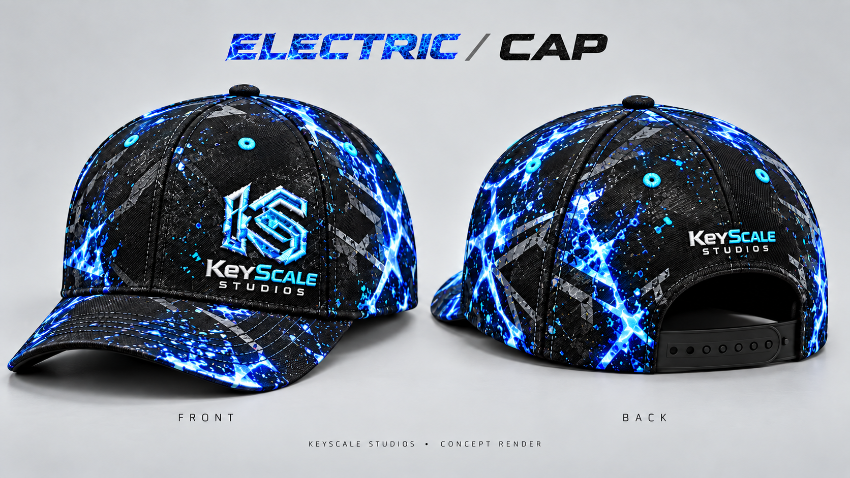 Front and back concept views of the Electric signature cap
